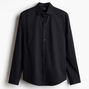 H&M Black Slim Fit Button-Up Shirt